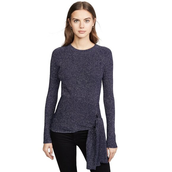 3.1 Phillip Lim Lurex Side-Tie Ribbed-Knit Crewneck Sweater Size Small - Picture 1 of 7